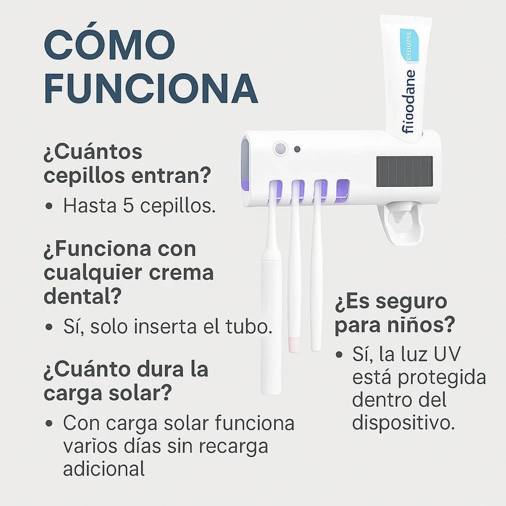 Porta Cepillos Solar UV - Elimina Bacterias al 99.9% - Imagen 2